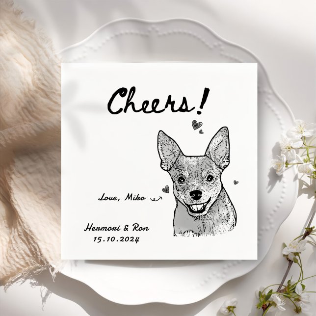 Serviette En Papier Cheers attirés Chien personnalisé Simple Mariage (Créateur téléchargé)