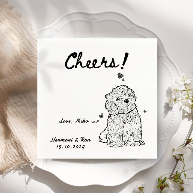 Serviette En Papier Cheers attirés Chien personnalisé Simple Mariage (Créateur téléchargé)
