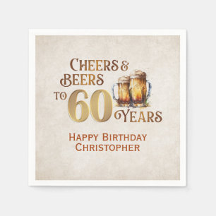 Serviette En Papier Cheers & Beers 60e anniversaire
