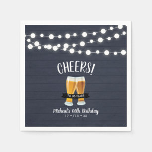Serviette En Papier Cheers Beers   Fête des 40 ans Adulte Blue Wood