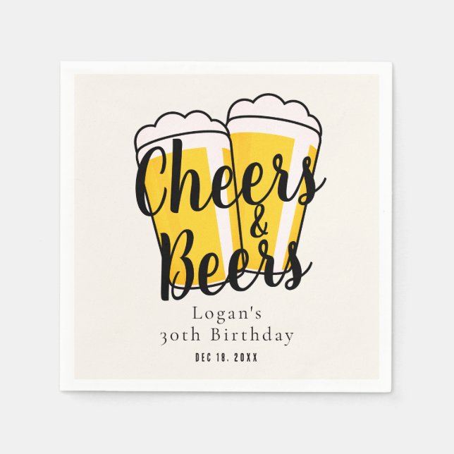 Serviette En Papier Cheers & Bières Crème d'anniversaire adulte (Devant)