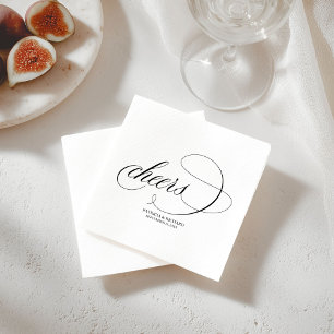 Serviette En Papier Cheers - Écriture Noire Élégante de Mariage