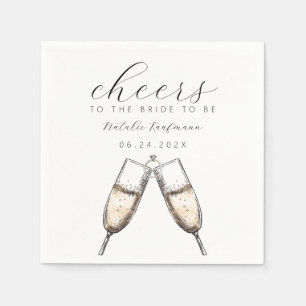 Serviette En Papier Cheers Elegant Bubbly Fête des mariées Champange