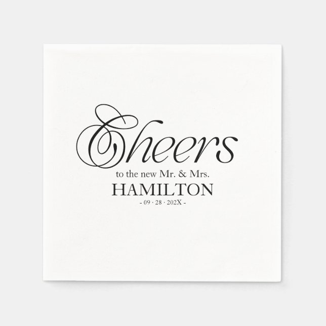 Serviette En Papier Cheers Modern Minimalist Wedding (Devant)