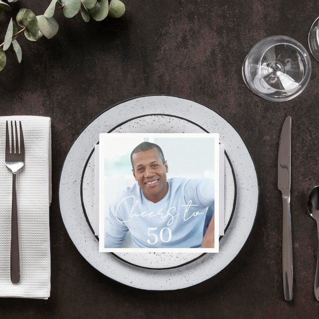 Serviette En Papier Cheers photo birthday party (Créateur téléchargé)