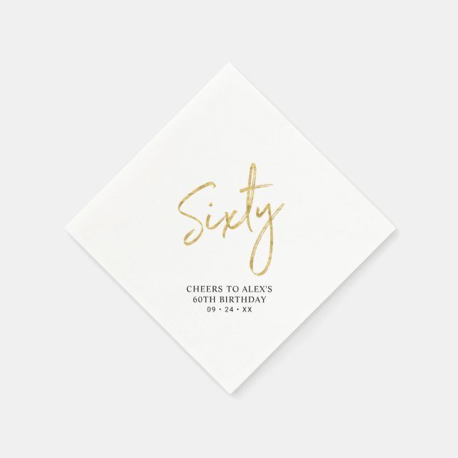 Serviette En Papier Cheers Sixty | Fête Moderne d'anniversaire 60 ans (Coin)