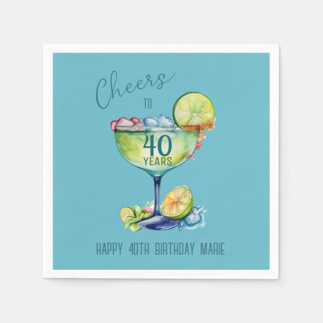 Serviette En Papier Cheers to 40 Years Milestone Birthday  (Devant)