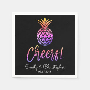 Serviette En Papier Cheers Tropical Hawaiian Ananas Mariage Pastel