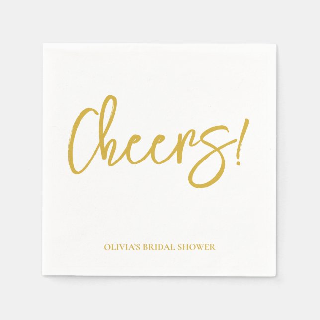 Serviette En Papier Cheers Wedding Napkins with Rustic Hand Lettering (Devant)