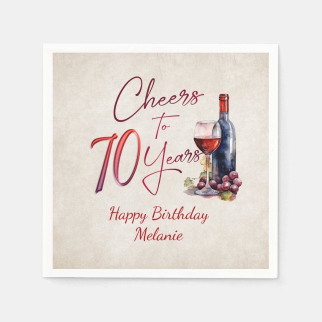 Serviette En Papier Cheers Wine 70e anniversaire (Devant)