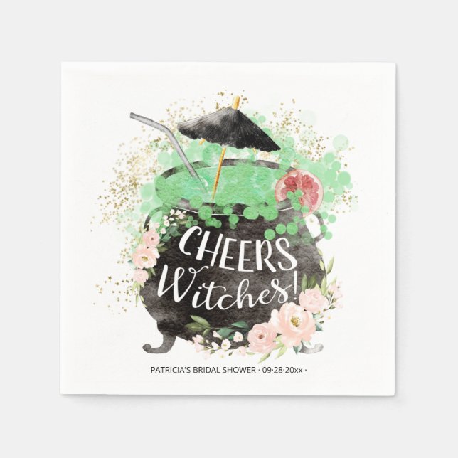 Serviette En Papier Cheers Witches Cocktail Halloween Fête des mariées (Devant)