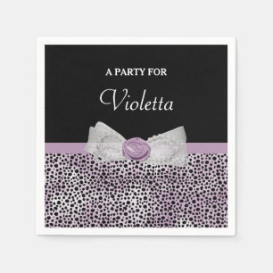 Serviette En Papier Cheetah violet féminin Imprimer Nom de la fête de