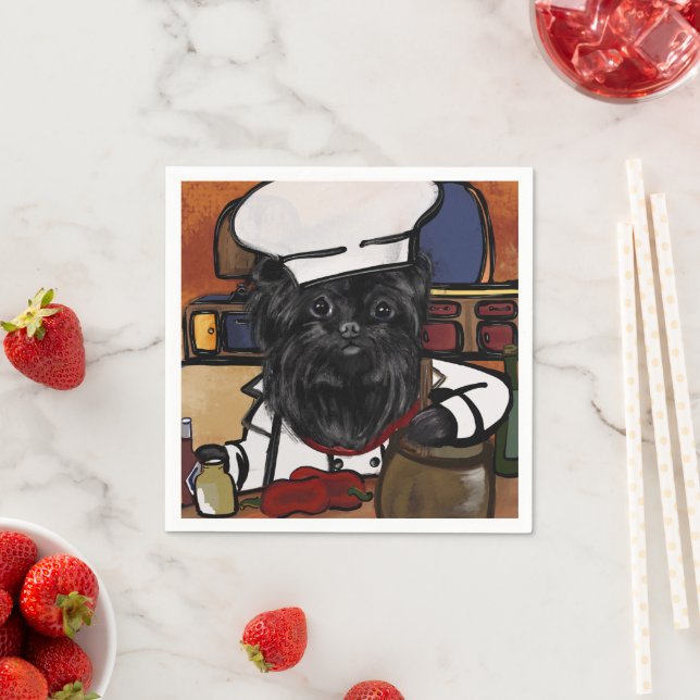Serviette En Papier Chef Affenpinscher      (En situation)