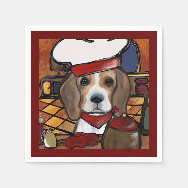 SERVIETTE EN PAPIER CHEF BEAGLE   (Devant)