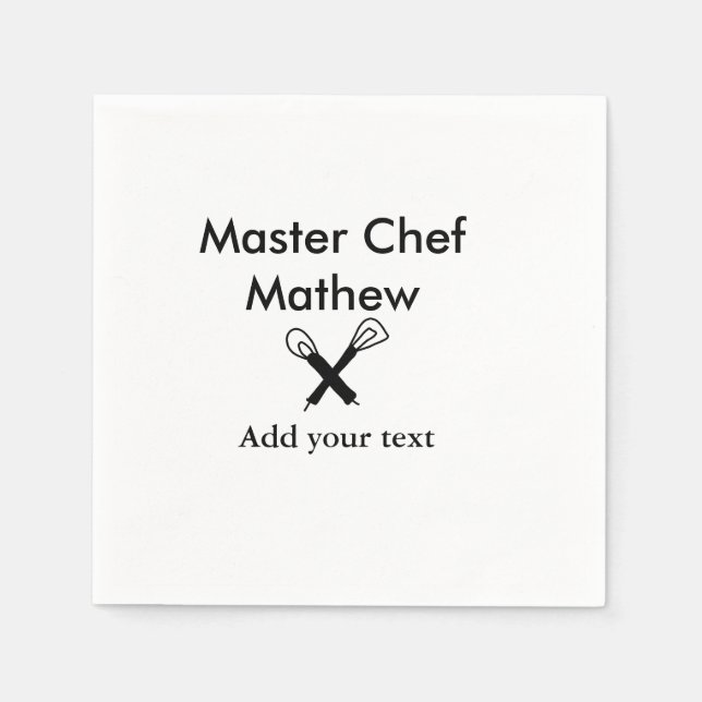 Serviette En Papier Chef cuisinier cuisinier cuisinier ajouter nom de  (Devant)