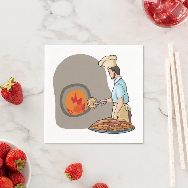 Serviette En Papier Chef de four à pizza au bois (Créateur téléchargé)