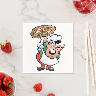 Serviette En Papier Chef de pizza italien classique dessin animé