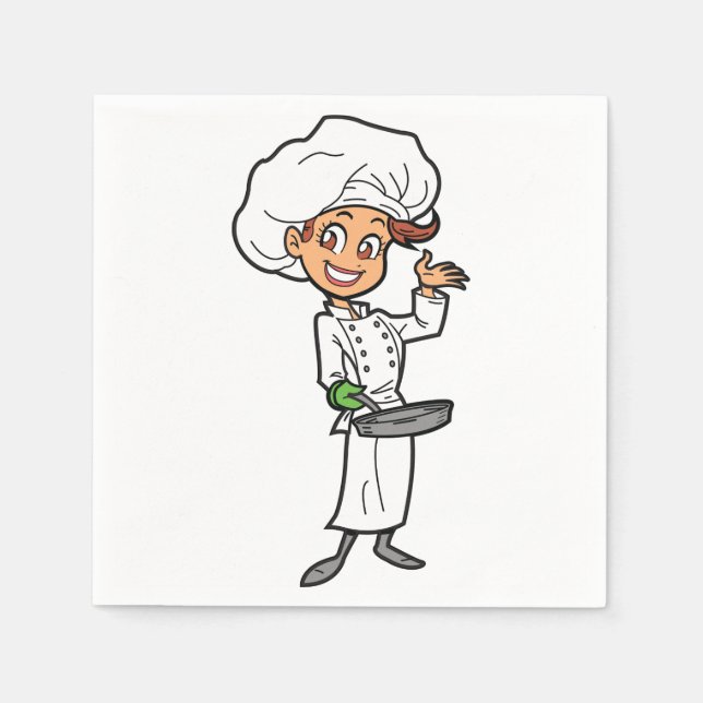 Serviette En Papier Chef Féminine Avec Serviettes Papier À Fraisser (Devant)