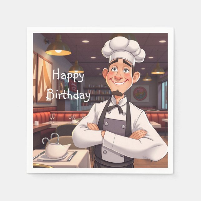 Serviette En Papier Chef heureux (Devant)