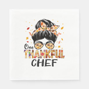 Serviette En Papier Chef One Thankful Messy Bun Women Thanksgiving Fal
