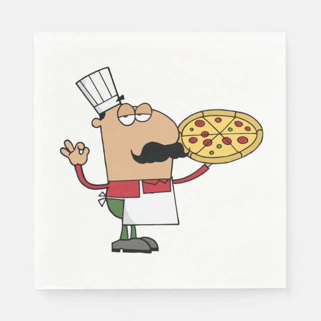 Serviette En Papier Chef pizza italienne (Devant)