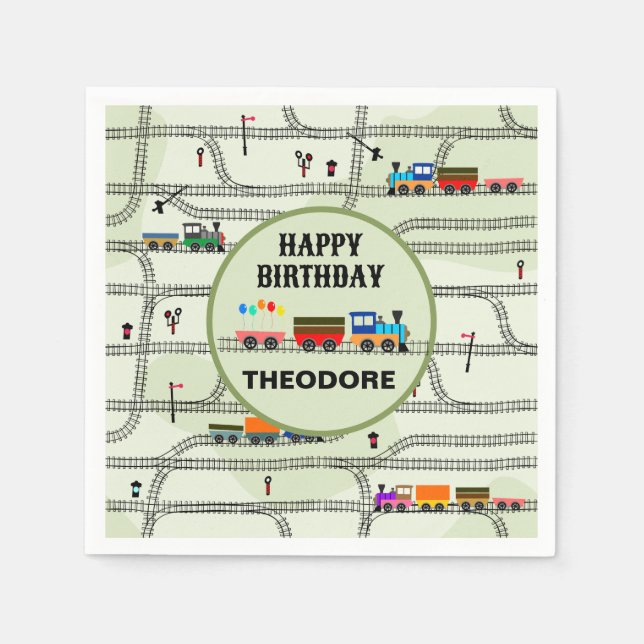 Serviette En Papier Chemins de fer pour enfants Trains & Trains Papier (Devant)