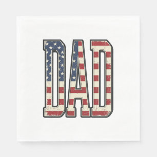Serviette En Papier Chemise à lettrage de drapeau de papa patriotique 