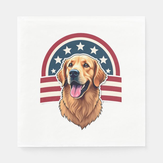 Serviette En Papier Chemise à motif arc-en-ciel de Retriever doré patr (Devant)