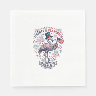 Serviette En Papier Chemise à motif de flamant patriotique gravure vin