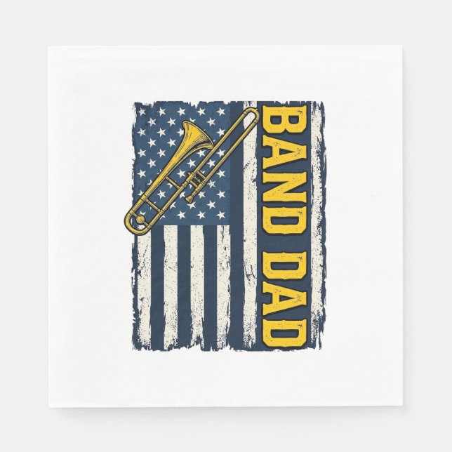Serviette En Papier Chemise Band Dad Trombone Drapeau Américain Vintag (Devant)