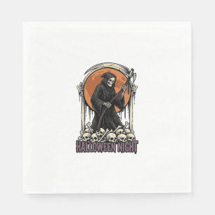 Serviette En Papier Chemise blanche gravure vintage Halloween Faucheur