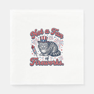 Serviette En Papier Chemise Chat Effrayé Pas Fan de Feux d'Artifice (2