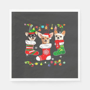 Serviette En Papier Chemise classique de Noël pour Chihuahua lumières 