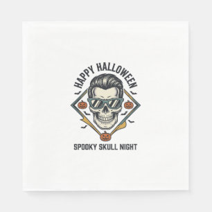 Serviette En Papier Chemise crâne Halloween Gravure vintage Graphique_