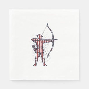 Serviette En Papier Chemise de chasse à l'arc de drapeau américain Vin