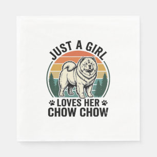 Serviette En Papier Chemise de chien Chow Chow Fille vintage amoureuse