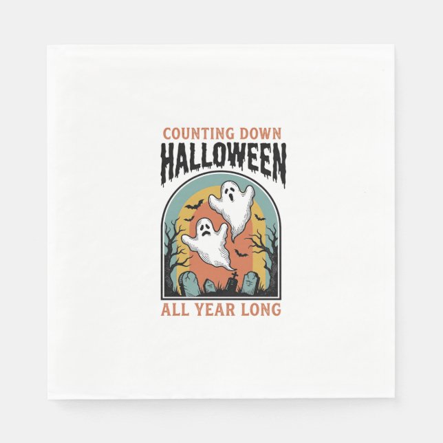 Serviette En Papier Chemise de compte à rebours d'Halloween Graphique  (Devant)