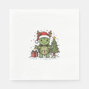 Serviette En Papier Chemise de conception de tortue de Noël mignonne g