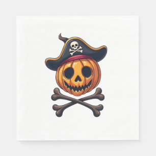 Serviette En Papier Chemise de crâne de Pirate de Citrouille d'Hallowe