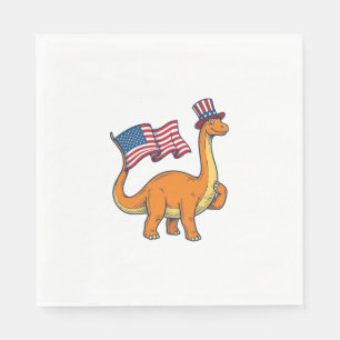 Serviette En Papier Chemise de dinosaure patriotique gravure vintage d