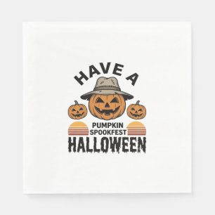 Serviette En Papier Chemise de gravure vintage Halloween Citrouille Ef