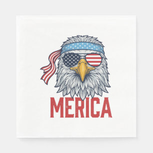Serviette En Papier Chemise de gravure vintage Merica Eagle patriotiqu