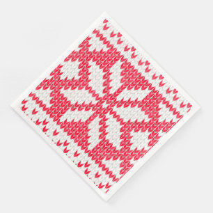 Serviette En Papier Chemise de Noël tricotée rouge flocon de neige