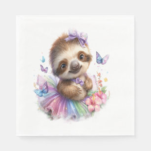 Serviette En Papier Chemise de paresseux Safari Arc-en-ciel Été