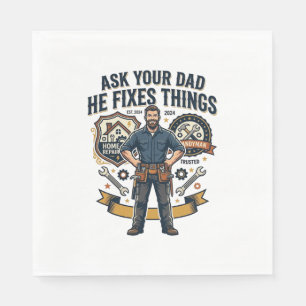 Serviette En Papier Chemise de réparation de papa de la fête des pères