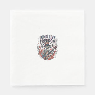 Serviette En Papier Chemise de rockeur squelette patriotique Vive la l