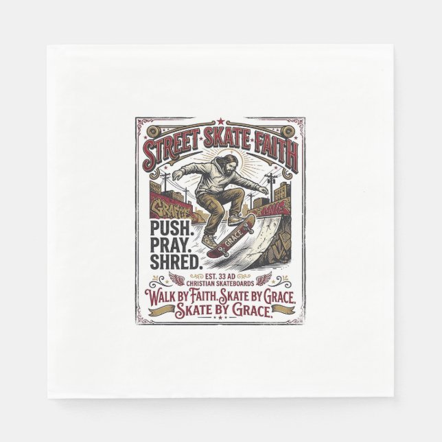 Serviette En Papier Chemise de skate longboard Jésus chrétien (Devant)