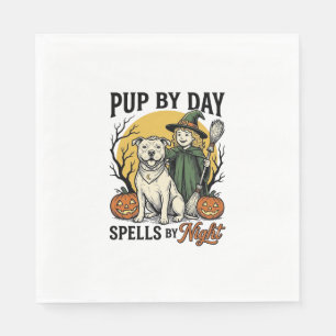 Serviette En Papier Chemise de sorcière de chien d'Halloween Gravure v