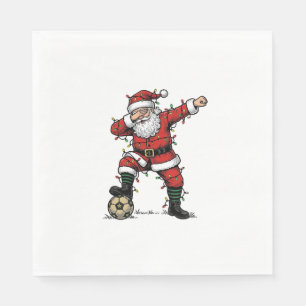 Serviette En Papier Chemise de sport de Noël de football Santa vintage