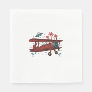 Serviette En Papier Chemise de voyage tropicale UFO biplan vintage Des